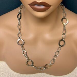 Cookie Lee - Silver Link Necklace With Abalone Shell Accents